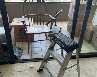 TOI107- Wooden Chair And Step Stool