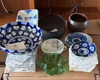 TOI109 - Collection Of Porcelain, Glass, And Bronze Bowls And Plates