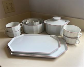 TOI228- Rosenthal Red Rimmed China Set