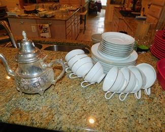 Noritake Lunch Service, VIntage Turkish Silver Plate Tea Pot