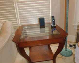 Mahogany & Glass End Table