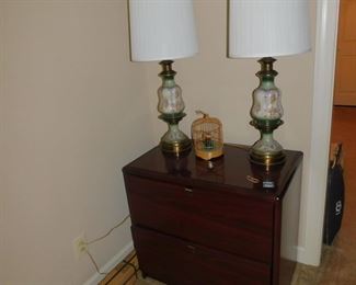 Mahogany Chest With Vintage Lamps