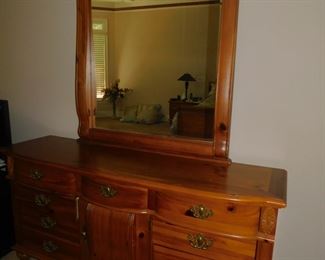 Vintage Pine Triple Dressser &  Mirror