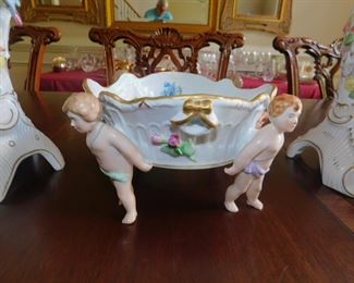 ANTIQUE SCHIERHOLZ BOWL SUPPORTED BY PUTTI