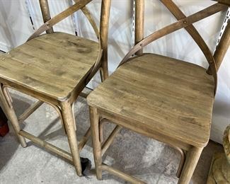 #3) - $120 - Pair Solid Wood Barstools. 18 x 18 x 39 with 24 inch seat. 