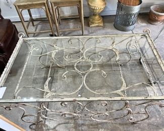 #5) - $175 -Ranchview Wrought Iron / Beveled Glass Coffee Table.  54 x 30 x 20.