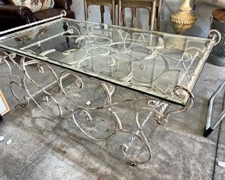 #5) - $175 -Ranchview Wrought Iron / Beveled Glass Coffee Table.  54 x 30 x 20.