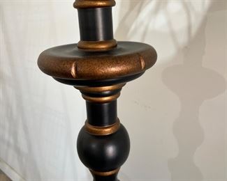 #6) - $95 -Solid Wood Painted Floor Lamp with Silk Shade.  62" Tall.