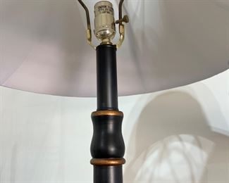 #6) - $95 -Solid Wood Painted Floor Lamp with Silk Shade.  62" Tall.