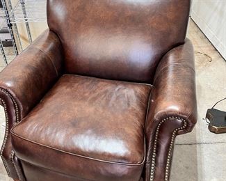 #7) - $395 -Thomasville Solid Leather Overstuffed Club Chair.  Nailhead Beading.  36 x 40 x 36.