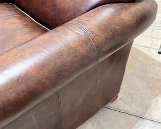 #7) - $395 -Thomasville Solid Leather Overstuffed Club Chair.  Nailhead Beading.  36 x 40 x 36.