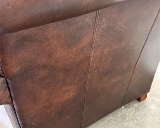 #7) - $395 -Thomasville Solid Leather Overstuffed Club Chair.  Nailhead Beading.  36 x 40 x 36.