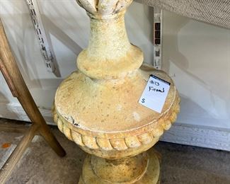 #13) - $100 -English Solid Concrete Finneal Accent Chimney.  12 Inch Diameter. 28 Inch Tall.