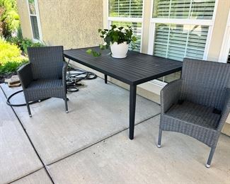 #16) - $350 -3-Piece Wicker Outdoor Patio Set.  Table and 2 Chairs.  70 x 38 x 30.