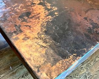 #19) - $750 -Ranchview Solid Copper Hand Hammered with Forged Iron Base Dining Table.  No Chairs.  72 x 48 x 31.