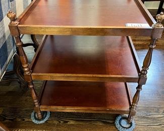 #21) - $225 - Ranchmart Solid Cherry Square 3-Shelf End Table.  26 x 26 x 29.  
