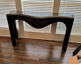 #24) - $300 - Solid Wood Hand Painted French Console. 66 x 22 x 34.