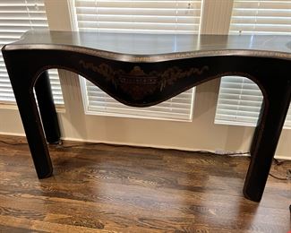 #24) - $300 - Solid Wood Hand Painted French Console. 66 x 22 x 34.
