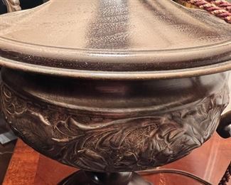 #109)- $50 - Metal Lamp with Shade. 24 Inches Tall 18 Inch Diameter Shade.  Available for pick up near the Country Club Plaza in KCMO