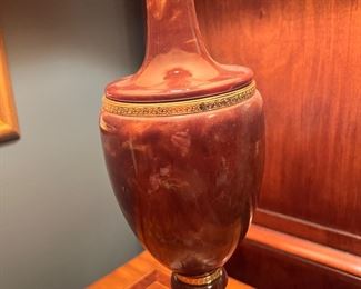 #110)- $70 - Marble Table Lamp. 28 Inches Tall 10 x 14 Shade.  Available for pick up near the Country Club Plaza in KCMO