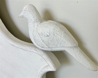 #25) - $350 -Solid Wood White Distressed Queen Headboard and bed frame.  with Box Springs Platform.  No Mattress.  Ballard Designs.