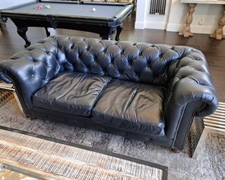 Casa Padrino luxury Chesterfield leather sofa vintage black 200 x 100 x H. 80 cm - Genuine leather