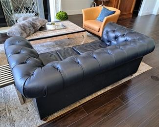 Casa Padrino luxury Chesterfield leather sofa vintage black 200 x 100 x H. 80 cm - Genuine leather