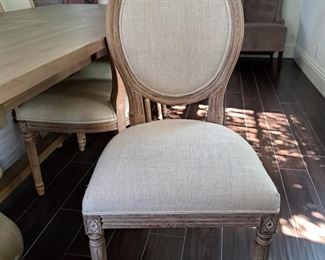 Restoration Hardware Vintage French Round Fabric Dining Chairs