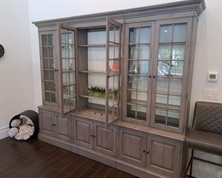 Ethan Allen Villa Triple Library Bookcase - Semi-opaque medium gray stain with charcoal gray glaze, moderately distressed. Purchased for $11,500