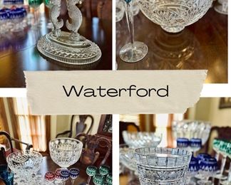 Waterford Punch Bowl, Ice Bucket, Clarendon Hock Stemware