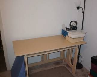 desk, lamp