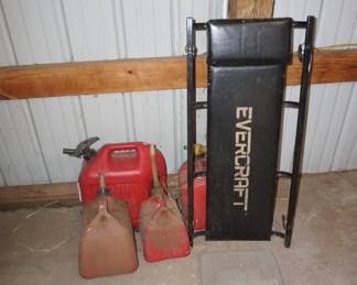 gas cans, creeper