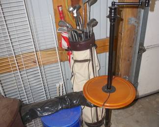 lamp, golf clubs