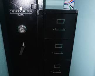 safe and file cabinet