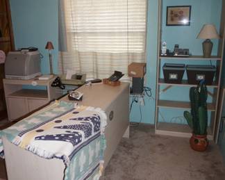 desk. decor, book case