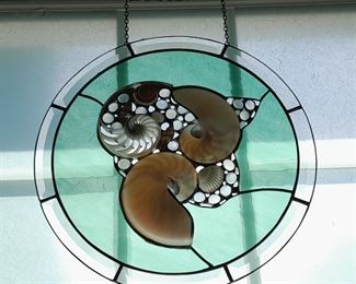 BEAUTIFUL Handmade Stained Glass Seashell Window Decoration