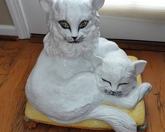 Oversized Italian Hand Painted Cat Figurine