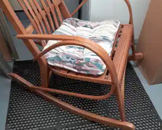 Antique Wooden Slatted Rocking Chair