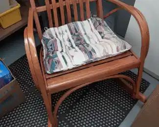 Antique Wooden Slatted Rocking Chair