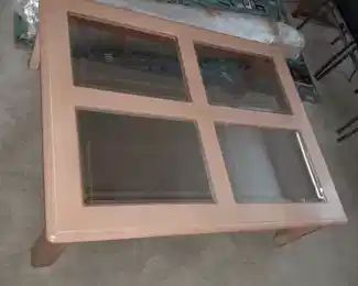 Wooden Coffee Table W/ Glass Inserts