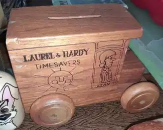 Laurel & Hardy Timesavers Wooden Truck Bank