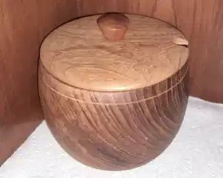 Vintage Teak Wooden Bowl W/ Glass Insert