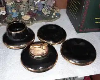 Vintage Black & Gold 4 Piece Lighter Set