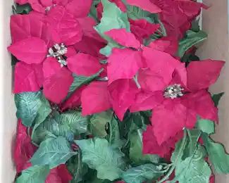 Faux Poinsettia Garland