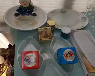 Snowman Holding Crystal Bowl