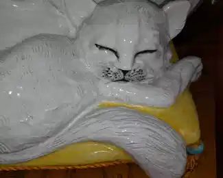 Oversized Hand Painted Italian Cat Figurine