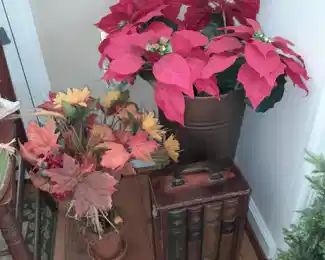 Faux Floral Arrangements & Book Case Wine Carrier