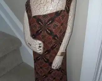 Large Carved & Painted Wooden Cat Figurine