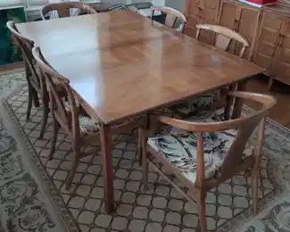 STUNNING Original Mid-Century Modern Dining Room Table W/ 6 Chairs Designed By John Lubberts & Lambert Mulder For Tomlinson Furniture. Chairs Have Their Original Cane Backs. Entire Set Is In NEAR MINT Condition!