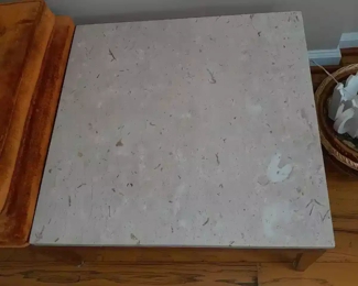 FABULOUS Original Mid-Century Modern Bench W/ Velvet Cushioned Seats & Marble End Table (PERFECT CONDITION!)